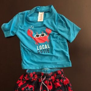 Toddler swim shirt and trunks